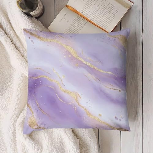 Purple Marble Decorative Throw Pillow Covers 18x18 Inch - color: Purple Marble
