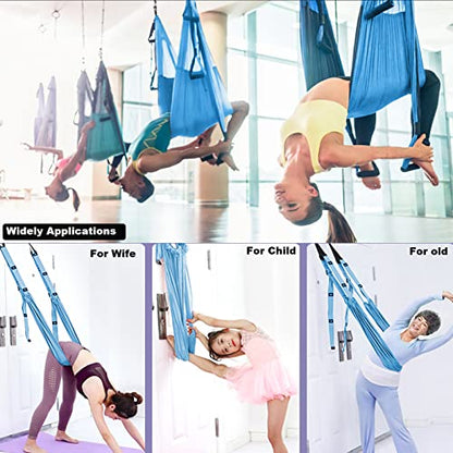 Tchrules Leg Stretcher Strap, Backbend Training Belt with Door Anchor, Flexibility Trainer Stretching Equipment Assist Stretch Strap for Fitness Gymnastics Dance Aerial Yoga Ballet - color: Light Blue