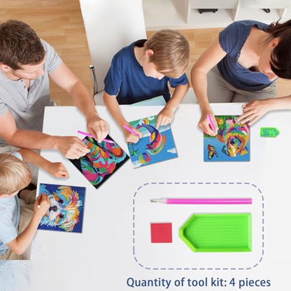UiSdfuy Diamond Art Kits for Kids,Arts & Crafts for Kid Ages 8-12,Diamond Art for Kids,Gem Art 4 Pack Diamond Painting 6" X 6" (Butterfly) - color: 4pcs-Butterfly