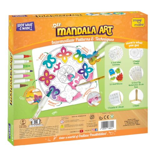 Imagimake Mandala Art Kit, 12 Creative Activities for Kids Ages 8+ | DIY Painting Kit, Creativity & Mindfulness Screen-Free Art Activity, Gift for Girls Ages 8,9,10,11,12,13,14,15,16 Years Old - style: Mandala Art Kit