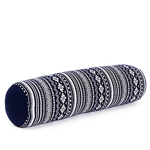 Leewadee Small Yoga Bolster – Shape-Retaining Cervical Neck Roll, Tube Pillow for Comfortable Reading, Kapok Filling, 22 x 6 x 6 inches - color: Cbt2 - Dark Blue