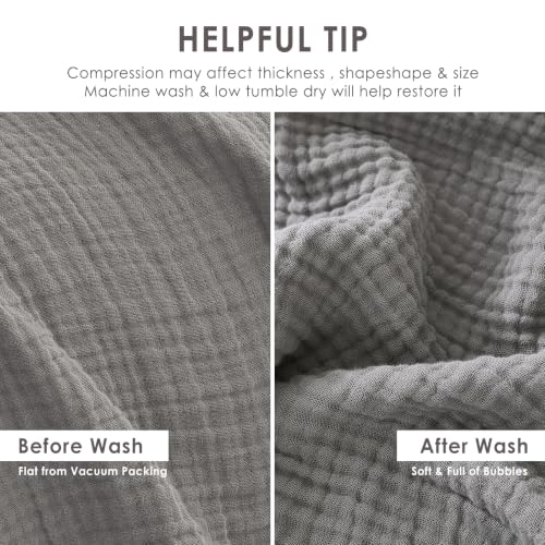 EMME Cotton Blanket Twin XL for Bed Soft Muslin Blankets 66"x90" Lightweight Breathable Layering Bedspread Coverlet All Season Gauze, Grey - color: 06 - Grey, size: Twin XL (66" x 90")