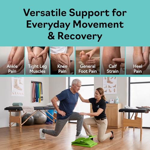 Slant Boards for Exercise, Wooden Slant Board, Calf Stretch Board with 7 Incline Angles, Velour Board, Balance Board & Calf Stretcher, Portable Incline Board for Physical Therapy, Ankle Mobility, Heel & Knees - color: Green