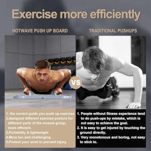 HOTWAVE Push Up Board, Portable PushUp Board, Foldable 20 in 1 Push Up Bar - color: Grey