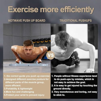 HOTWAVE Push Up Board, Portable PushUp Board, Foldable 20 in 1 Push Up Bar - color: Grey