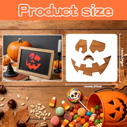 40 PCS Halloween Painting Stencils, 6 Inch Plastic Reusable Pumpkin Faces Painting Stencil, Jack - O'-Lantern Painting Templates for DIY Pumpkin Carving, Wood, Walls Art and Halloween Decoration - style: 40PCS Pumpkin Stencil