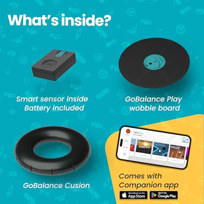 GoBalance Board - App-Enabled Balance Board. Smart Bluetooth Sensor, 12 FREE Interactive Games - Fun, Balance Training and Home Gym Workout! Boost Coordination & Strength for Teens and Adults