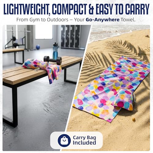 CHEEKY WINX Microfiber Gym Towel – Highly Absorbent Microfiber Sweat Towel, Quick-Dry Lightweight Design, Odour-Resistant Fabric, Matching Carry Bag, Cotton Candy, Large (120 x 60 cm) - color: Cotton Candy, size: Large