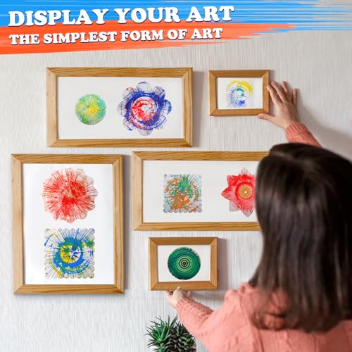 Spin Art Machine for Kids, Paint Spinner Arts & Crafts Gift Kit, Ages 4-12 | Includes machine, 36 artboards, 7 washable paints & splatter guard. Easy-clean, screen-free STEAM gift for girls & boys - color: Blue