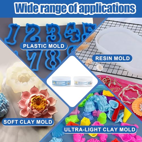 100g A+100g B Silicone Putty, Fast Curing for Silicone Molds Make | Silicone Molds Making Kit 1:1 Easy Mixing Ratio Harden after Drying Durable for Making Reusable Silicone Molds&Resin Molds