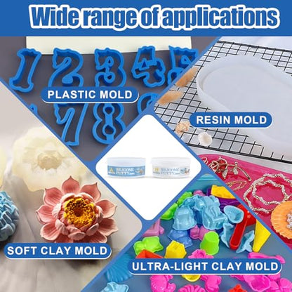 100g A+100g B Silicone Putty, Fast Curing for Silicone Molds Make | Silicone Molds Making Kit 1:1 Easy Mixing Ratio Harden after Drying Durable for Making Reusable Silicone Molds&Resin Molds