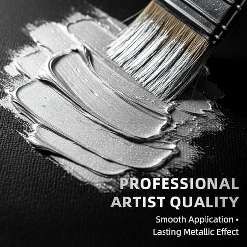 Falling in Art 33.8 Oz Heavy Body Silver Metallic Acrylic Paint, Non-Toxic | Art Craft Paints for Canvas, Wood, Clay, Fabric, Metal, Furniture - color: Silver