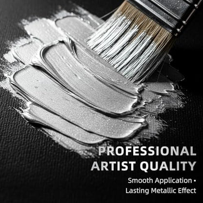Falling in Art 33.8 Oz Heavy Body Silver Metallic Acrylic Paint, Non-Toxic | Art Craft Paints for Canvas, Wood, Clay, Fabric, Metal, Furniture - color: Silver