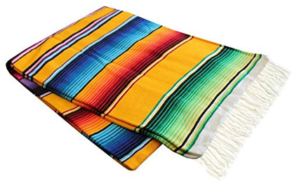 Del Mex Mexican Serape Blanket (X-Large, Yellow) - color: Yellow, size: X-Large