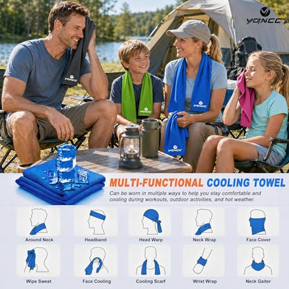 YQXCC 4 Pack Cooling Towels (47"x12"), Ice Cool Towels for Neck & Face - color: Light Blue/Dark Blue/Rose Red/Green