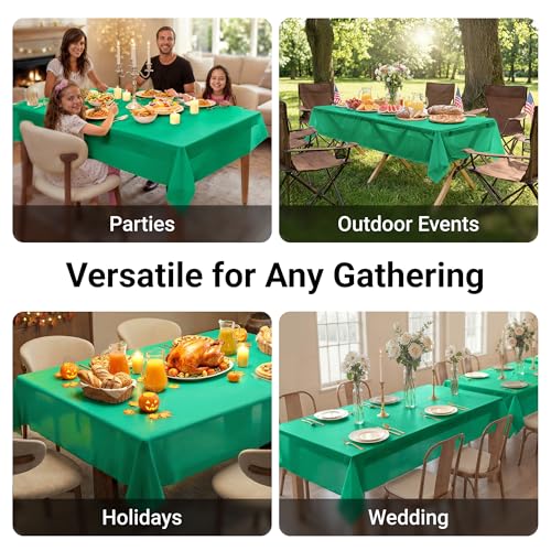 Auros 10-Pack Plastic Tablecloths, 54x108 Inch Disposable Table Covers, 8FT | Rectangle Waterproof & Throw Away Table Cloth, Easy Cleanup for Party, Wedding, Graduation, Fits 6-8ft Tables, Kelly Green - color: Kelly Green, size: 54" X 108" Rectangle