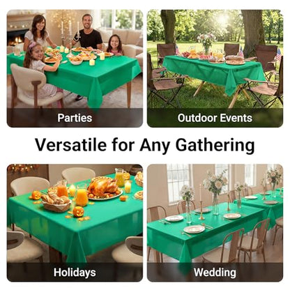 Auros 10-Pack Plastic Tablecloths, 54x108 Inch Disposable Table Covers, 8FT | Rectangle Waterproof & Throw Away Table Cloth, Easy Cleanup for Party, Wedding, Graduation, Fits 6-8ft Tables, Kelly Green - color: Kelly Green, size: 54" X 108" Rectangle