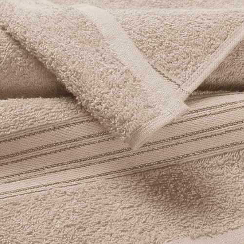 BOUTIQUO Ultra Soft Cotton Washcloths, Contains 12 Piece Face Cloths 12x12 inch, Ideal for Everyday use Face Towels, Compact & Lightweight Multi Purpose Washcloths - Tan - color: Tan, size: Washcloths - Set of 12