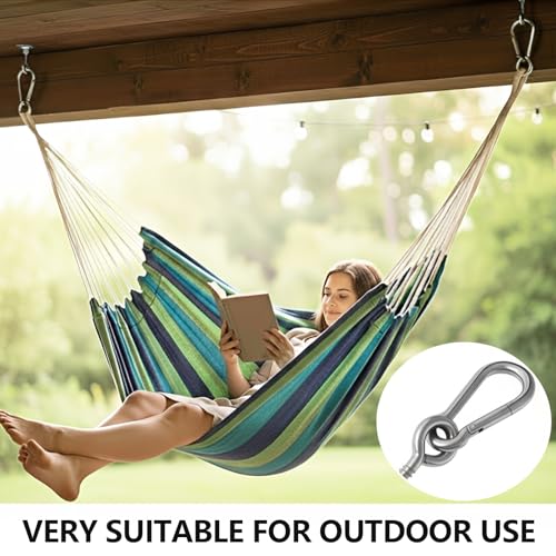 2 Pack Hammock Hanging Kit, 1400 LBS Hammock Hooks Heavy Duty Stainless Steel Hammock Hanging Hardware with Carabiners for Porch Swing, Tree Hammock, Yoga Swing, Indoor Outdoor Ceiling Mount