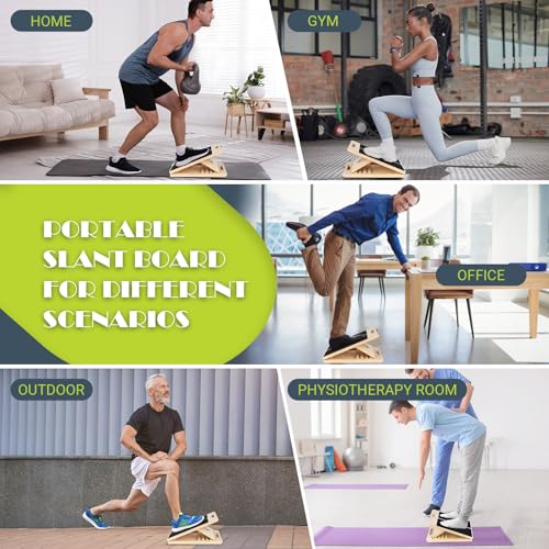Slant Board Calf Stretching, 300 LBS Capacity Portable Wooden Incline Board