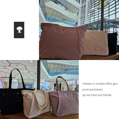 ESVAN Yoga Tote Bag for Women Shoulder Bags Drawstring for Office Workout Travel Carryall Pilates Gym and Beach - color: Black