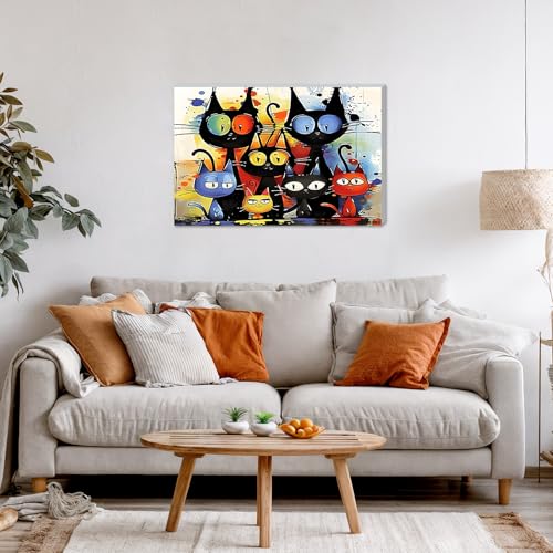 DOMROM Framed Paint by Numbers Cat for Kids Beginners, Adult Paint by Number Kits Animal on Canvas, Acrylic Number Painting Cat Craft Kits for Gift Home Decor 8x12in - color: OMQ076