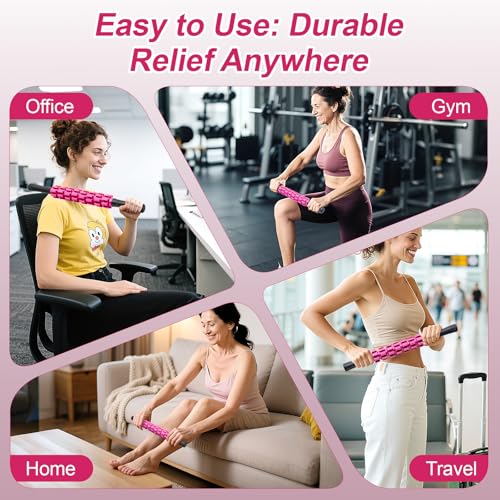 ZanLLW Muscle Roller Stick, Muscle Roller, Liposuction Massage Roller for Lymphatic Drainage, Massager Stick for Relief Muscle Soreness, Trigger Points, Help Exercise Runner Legs, Back Recovery - color: Fuscia