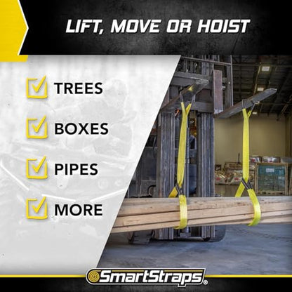 SmartStraps 2”x6’ Nylon Webbing Sling (1pk) – 6,400lb Vertical Lifting Capacity – Safely Lift Heavy Loads, Made with Strong Flexible Webbing, Small, Yellow - size: 6" 6400 lb - 1PK