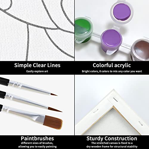 VOCHIC Sip and Paint Kit,Pre Drawn Canvas Couples Paint Party Kit Painting Art Set for Adults Date Night Sunset Heart 2 Pack (8 x 10 Inches) - size: 8x10, style: Sunset Heart