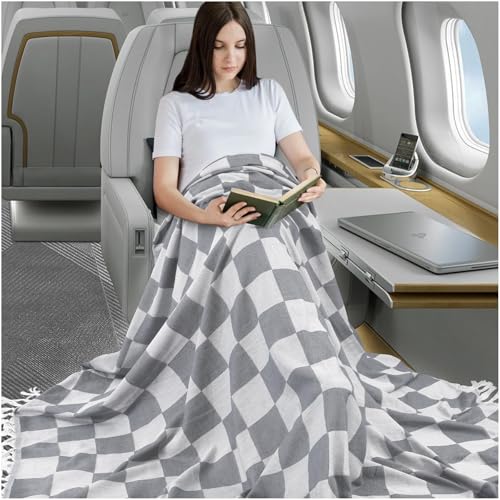 Extra Large Turkish Beach Towel Picnic Mat Throw Blanket Sand Free Quick Dry Oversized Lightweight Cloud Clearance Cruise Essentials Summer Vacation Accessories Beach Gift Must Haves Travel Gadgets - color: Checked Grey, size: Extra Large 50'' x 70''