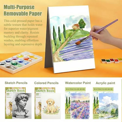 Qlmhudaim Watercolor Paper Pad – A4 (8.2" x 11.7") 140lb/300gsm,Heavyweight Cold Press Paper - for Watercolor, Mixed Media, Drawing & Sketch Book for Kids - Artist Professional & Craft Supplies