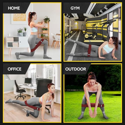 Fabric Resistance Bands for Working Out, 3-Pack for Legs and Glutes - color: Heavy Red