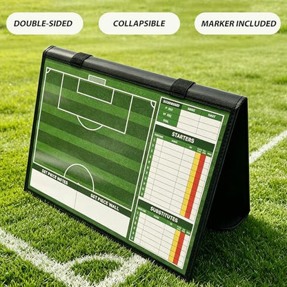 Soccer Coaching Board Magnetic Double Sided Dry Erase Soccer Tactics Board with Player Magnets, Markers and Hanging Hooks, Foldable Soccer Coach Strategy Board - color: Folding Soccer Coach Board