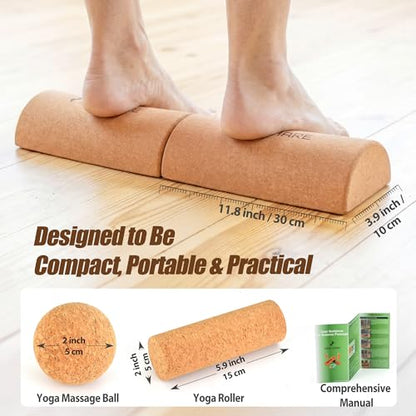 Balance Board Set for Foot & Ankle Strength – Cork Slack Board and Ankle Strengthener with Round & Pointed Bars, Progressive Balance Training System for Rehab, Fall Prevention & Athletic Performance