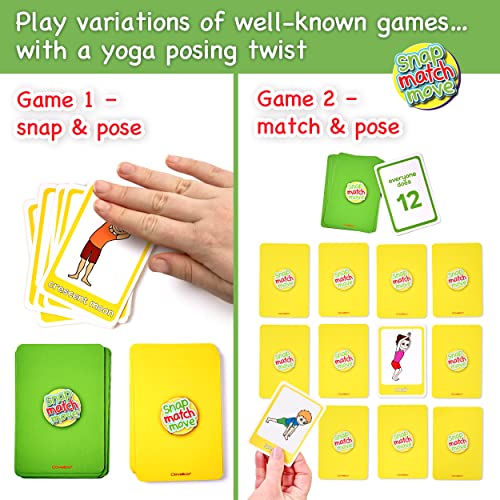 Yoga Cards for Kids, Play Yoga Games with 20 Poses, 52 Cards | Memory Matching, Go Fish & Snap, Yoga Pretzel Exercise Flashcards for Classroom, Homeschool PE, Instructions, Ages 3+ - style: Kids Yoga Cards
