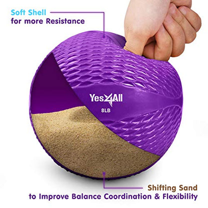 Yes4All Weighted Toning Balls for Exercise, Soft Medicine Balls for Exercise, Pilates, Yoga, Balance, Flexibility, 2-10lbs - color: Purple, style: B. Diamond Grip - Knurl