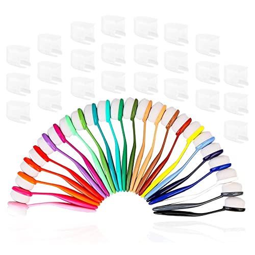 Yoseng 24 Pcs Ink Blending Brushes with Cover for Card Making & Stenciling | 0.85" Brush Heads,Ultra-Soft Dense Bristles for Smooth Blending, Color-Coded Handles,Washable & Reusable, for Paper Crafts - color: 24 Color With Cover