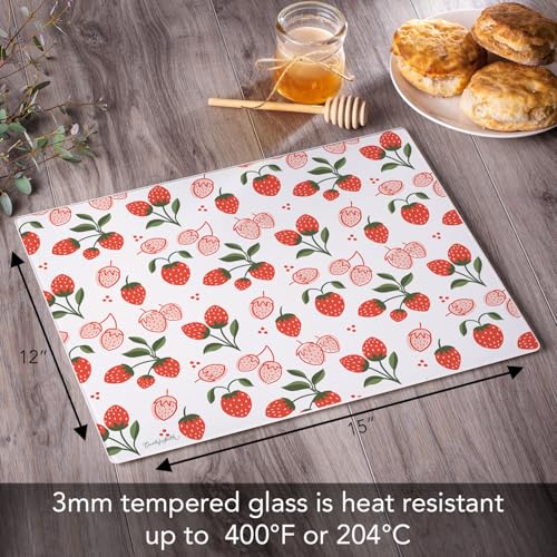 CounterArt Tooty Fruity 3mm Tempered Glass Cutting Board 12" x 15" | Serving Board, Charcuterie Board - color: Tooty Fruity