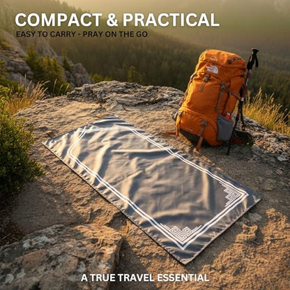 Portable Islamic Pocket Prayer Mat, Waterproof & Lightweight Thin Travel Sajjadah, Foldable Compact Small Muslim Praying Rug with Elastic Band, Essential Salah Gift Accessory - color: Desert Gray