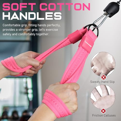 RENRANRING Tricep Rope Cable Attachment Handles for Gym, 13inch Exercise Handles, Tricep Pull Down Attachments Rope for Pilates, Yoga, Strength Trainer, Physical Therapy, Stretch, Recovery - color: Pink