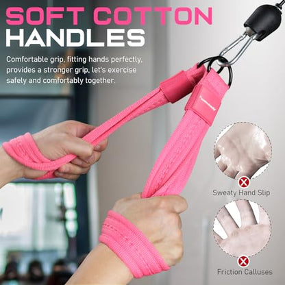RENRANRING Tricep Rope Cable Attachment Handles for Gym, 13inch Exercise Handles, Tricep Pull Down Attachments Rope for Pilates, Yoga, Strength Trainer, Physical Therapy, Stretch, Recovery - color: Pink