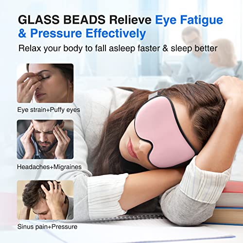 YFONG Weighted Sleep Mask for Women Men, 3D Light Blocking Eye Mask, Pink - color: Pink