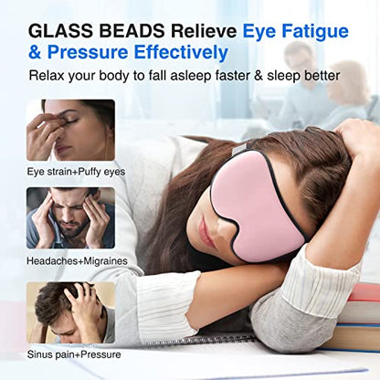 YFONG Weighted Sleep Mask for Women Men, 3D Light Blocking Eye Mask, Pink - color: Pink