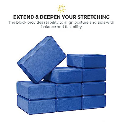 3in Yoga Blocks Bulk, 10 Pack, 3x6x9in - color: Dark Blue