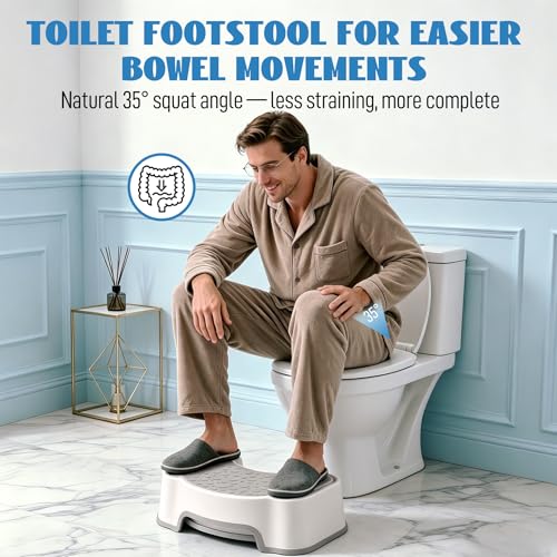 UNCLE WU 2-in-1 Adjustable Toilet Stool for Adults, Bathroom Foot Rest