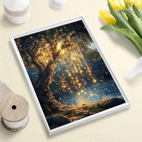 Diamond Art Kits for Adults,Diamond Art Painting Kits for Adults11.8x15.7in | Tree of Life Stress Relief Full Round Drill Heartfelt Gift Strong Adhesive Wall Decor HD Canvas 11.8x15.7 in30x40 cm - color: Light & Tree