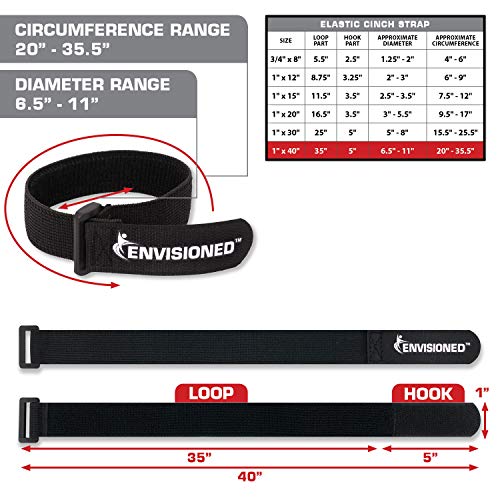Elastic Reusable Cinch Straps 2" x 30" - 6 Pack Multipurpose Quality Hook and Loop Securing Straps - size: 2" x 30"