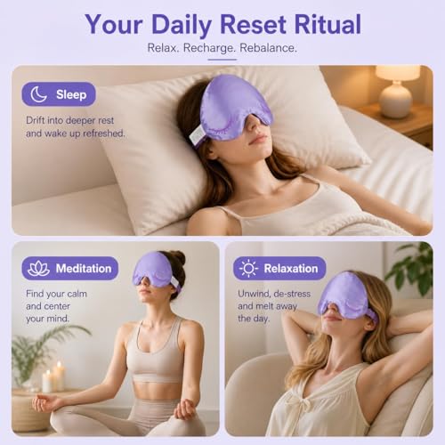 Weighted Eye Mask, Blackout Sleep Mask with Lavender Herbal Filling, Satin Eye Pillow for Migraine Relief, Meditation, Relaxation & Stress Relief for Women