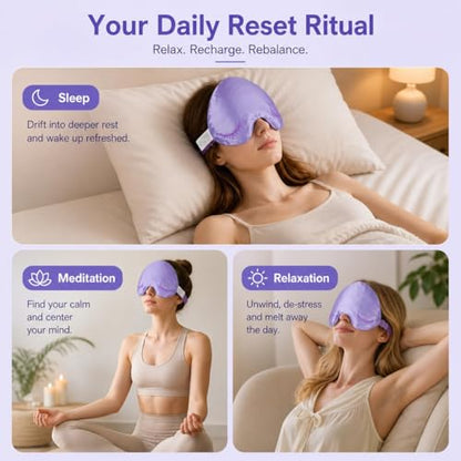 Weighted Eye Mask, Blackout Sleep Mask with Lavender Herbal Filling, Satin Eye Pillow for Migraine Relief, Meditation, Relaxation & Stress Relief for Women