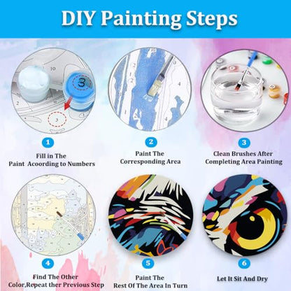 Artunion Framed Paint by Numbers Kit for Adults Beginners & Kids Ages 8-12,Colorful Owl Paint by Number with Frame,Animal Watercolor Paint by Numbers Kit on Canvas 10 * 10 Inch Without Easel - color: ZXT-388-F